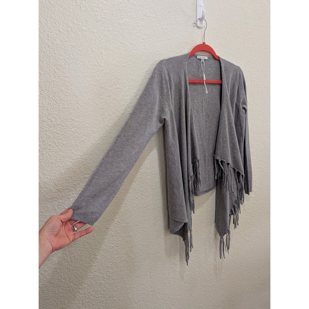 Vila Milano Womens Open Front Cardigan S Fringe Gray Pockets Soft Light Layer - Picture 4 of 8
